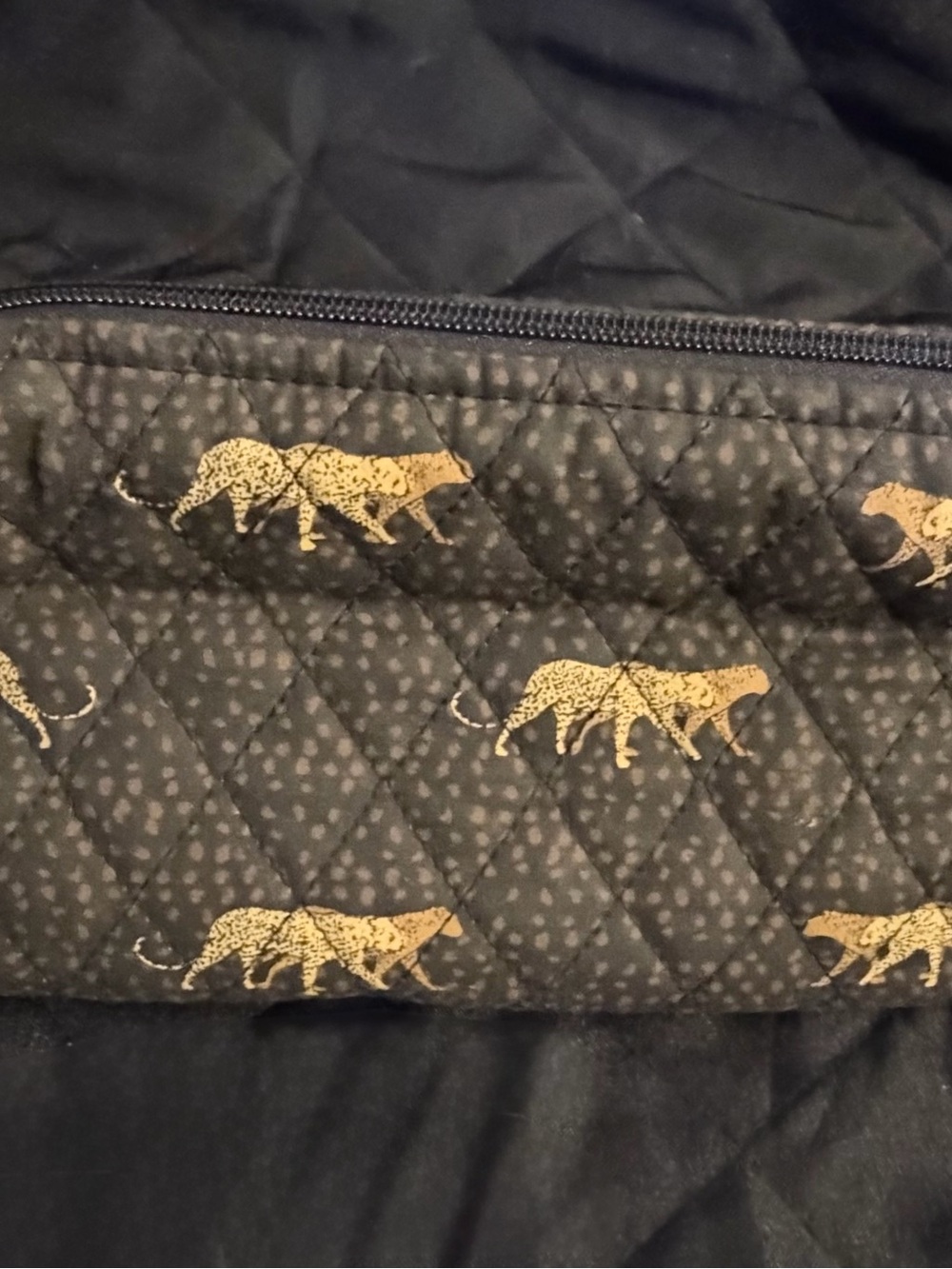 Americana by Sharif Quilted Leopard Print Makeup Bag Cosmetic Case